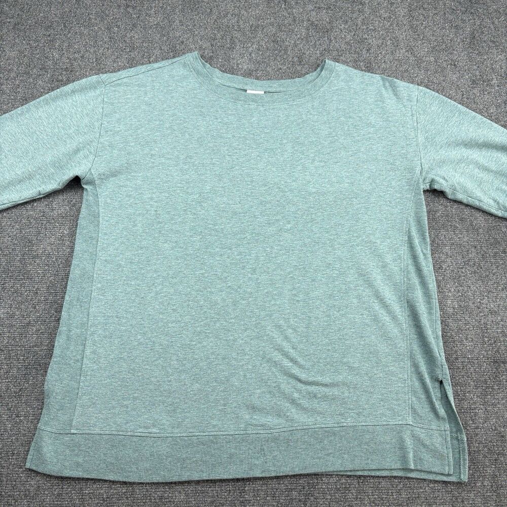 Chico's Zenergy Womens 1 M Teal Crew Neck 3/4 Sleeve Top Sweatshirt